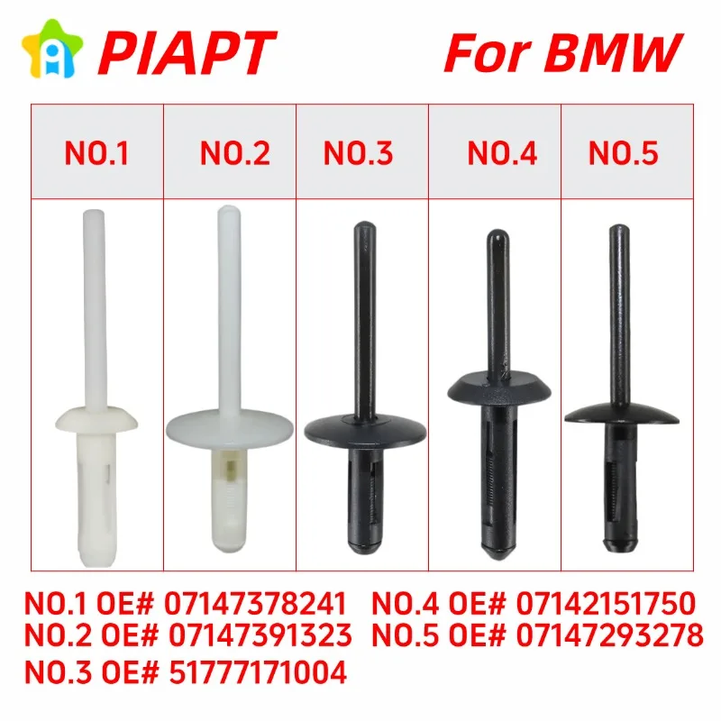 

50PCS OE# 07147378241 07142151750 51777171004 07147391323 071449140786 Wheel Arch Trim Cover Rivet Retainer Clip For BMW