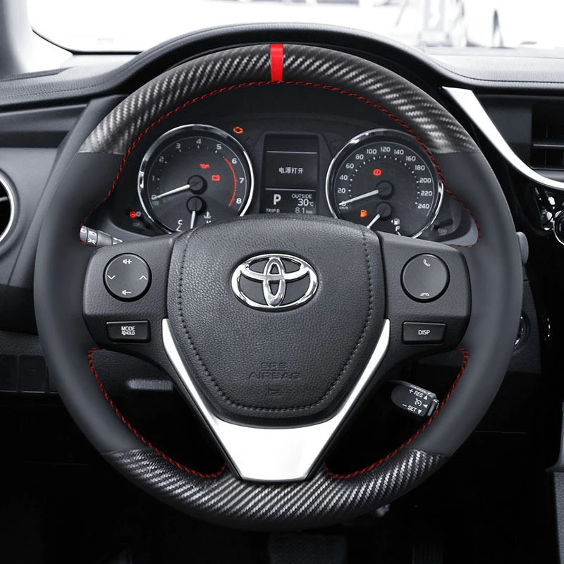Hand Stitched Car Steering Wheel Cover for Toyota E'Z RAV4 Auris 2013 2014 Corolla IM 2017 Scion IM 2016 Leather DIY Sew
