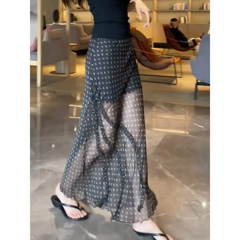 

Новая корейская модная тонкая юбка, женская летняя элегантная повседневная юбка трапециевидной формы с высокой талией и цветочным принтом, офисные женские юбки, женская одежда