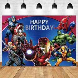 MARVEL Photography Backgrounds for Kids Birthday Party Spiderman Iron Man Hulk Banner Children Portrait Custom Photo Backdrops