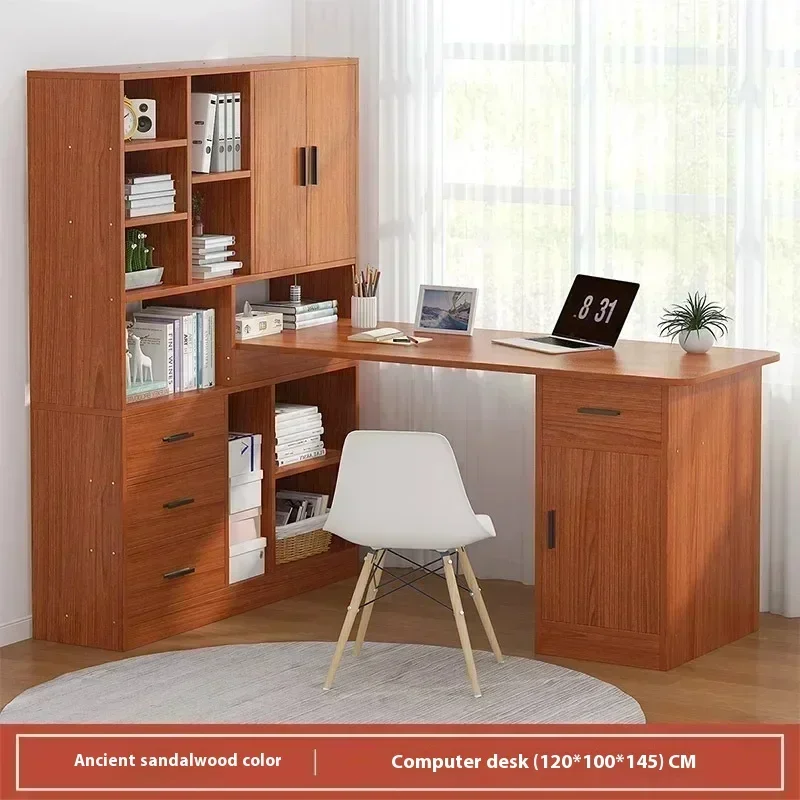 Large Modern Computer Desk Bookshelf Integrated Shelves Drawers Laptop Home Bedroom Student Study Writing Desk Office Table
