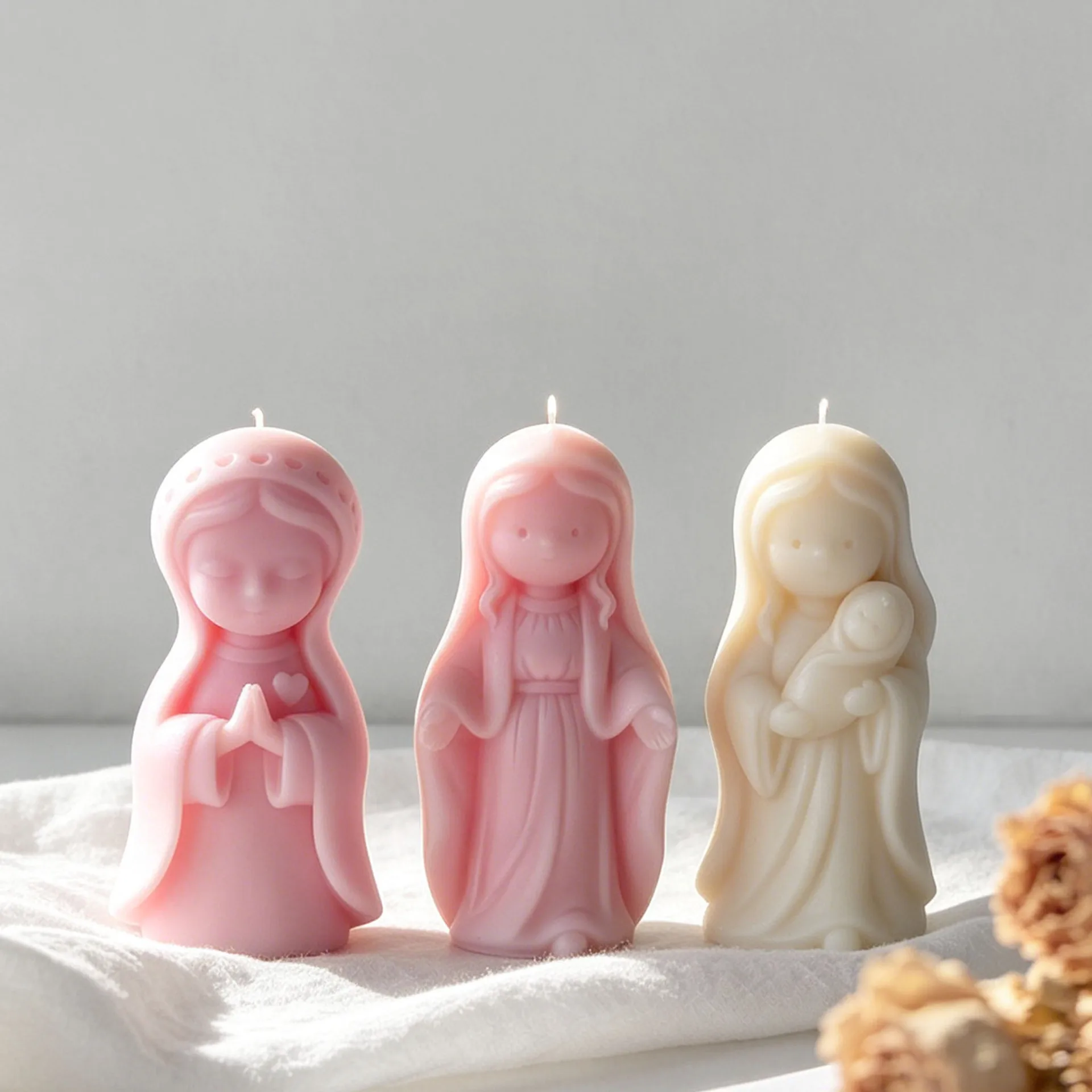 DIY Pray Girl Angel Sculpture Silicone Mold Handmade Aroma Candle Plaster Resin Mold Gypsum Form Desktop Decor Crafts Mould