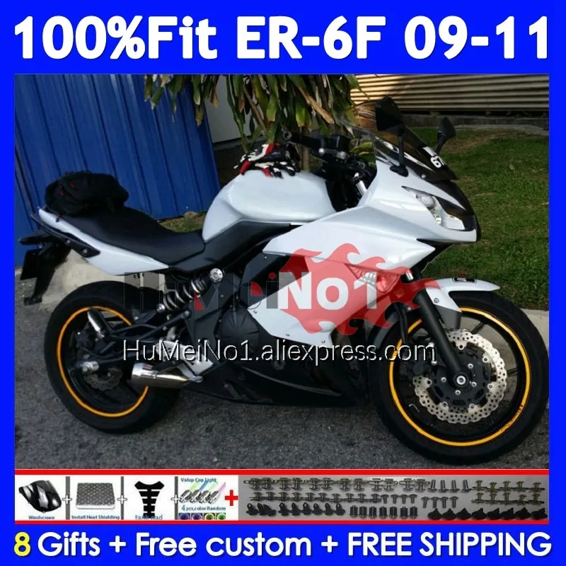 OEM Body For KAWASAKI NINJA 650R ER 6F ER6 Pearl White ER 6 F ER-6F 09-11 246No.2 ER6F 09 10 11 650 R 2009 2010 2011 Fairings