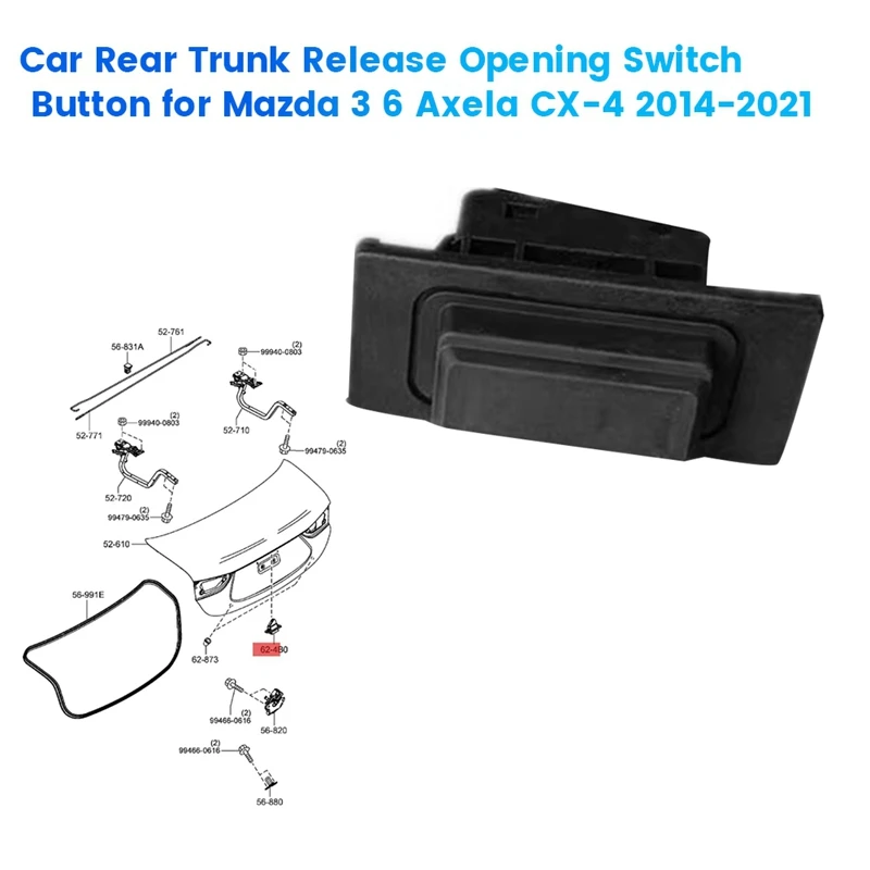 GHK1-56-8D0 Car Rear Trunk Release Opening Switch For Mazda 3 6 Axela CX-4 2014-2021 Back Door Starter Button GHK1568D0