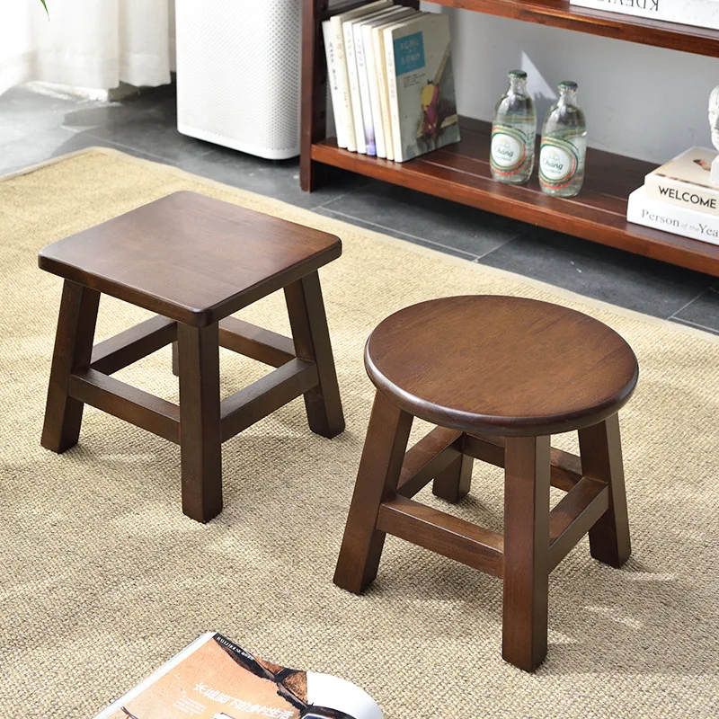 

Solid wood small stool household children's low stool square stool small bench wooden shoe change simple round stool I