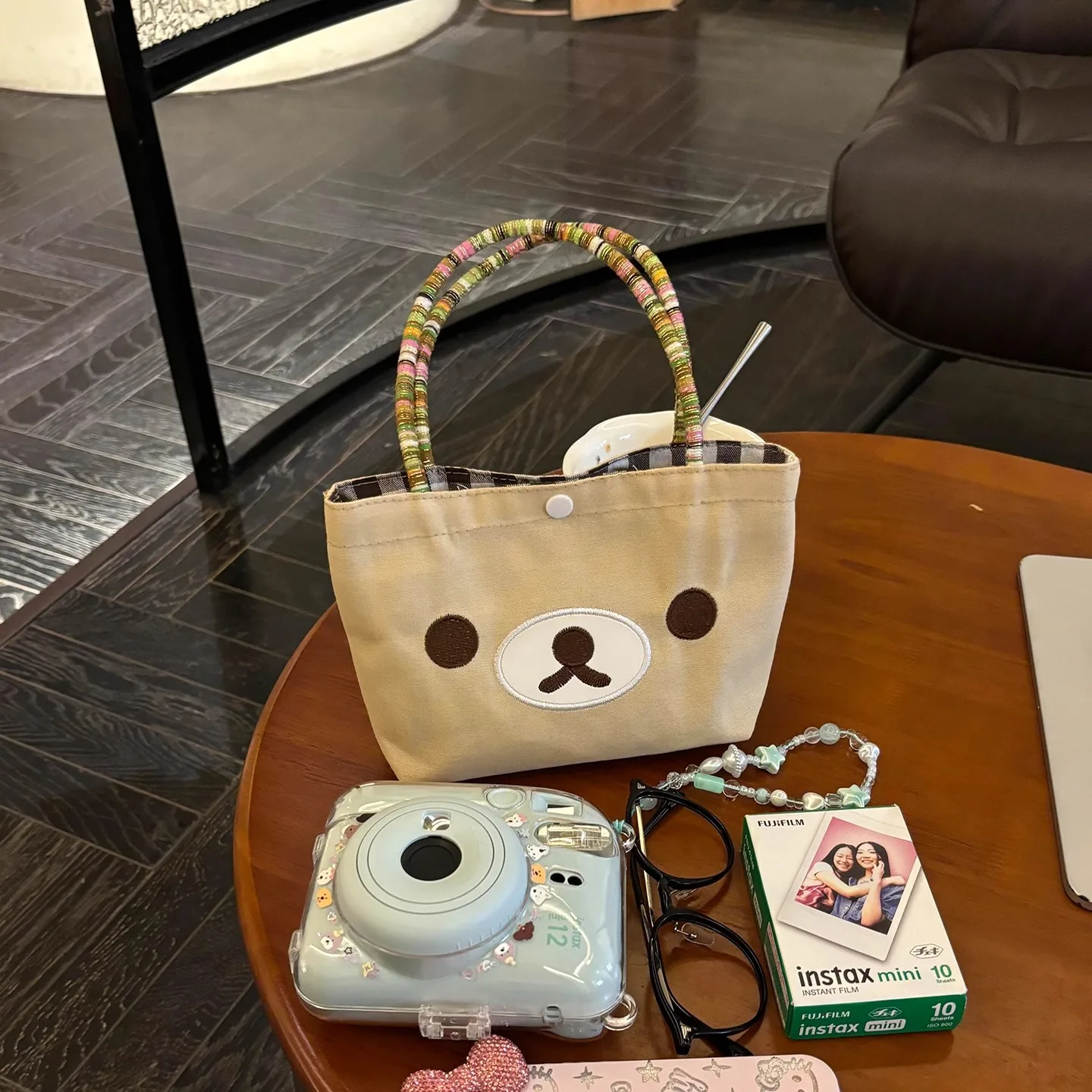 Kawaii Rilakkuma Handbag Shoulder Bag Cute Cartoon Large Capacity Student Storage Anime Tote Bag Girls Christmas Gifts Toys