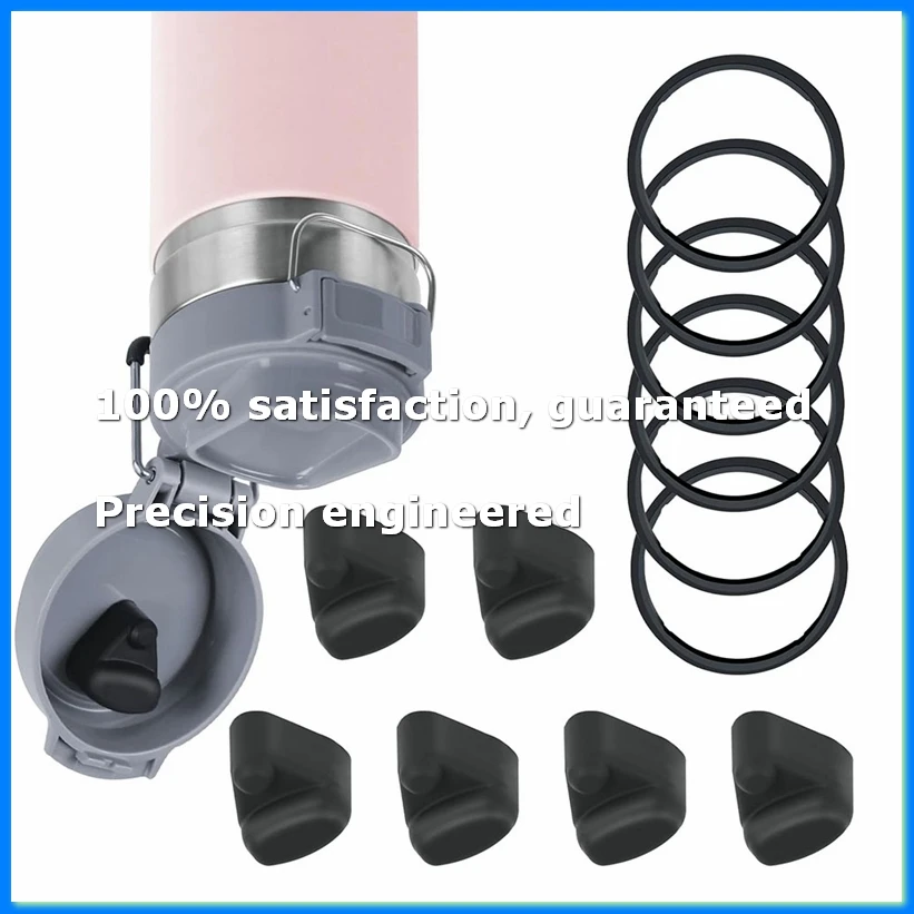 ●Silicone Replacement Stopper and Replacement Gasket, for Quick FLIP GO 24/36oz Water Bottle Lid Black