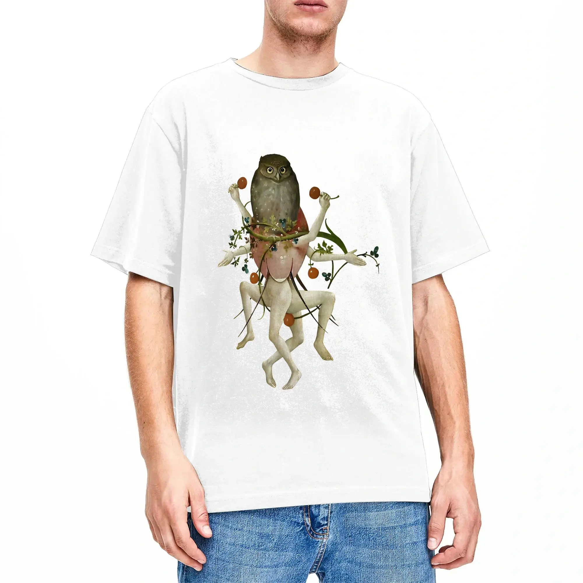 Hieronymus B-Boschs Dancing Owl  T-Shirt Adult  Y2K Funny T-Shirts Summer O Neck Harajuku Tee Shirt Casual Oversized Tops