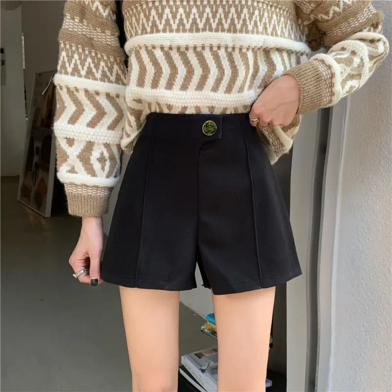 Shorts Frauen solide einfache Knopf All-Match vorherrschende Damen Frühling neue Kreativität elegante Vintage koreanischen Stil Grundlagen verführer isch