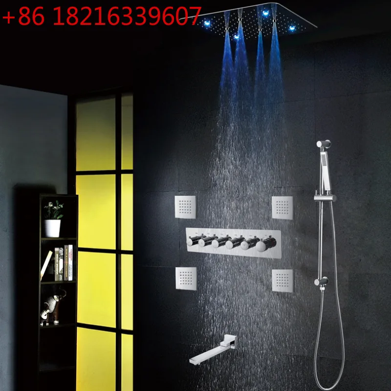 LED canopy embedded concealed shower set bathroom constant temperature multi-function