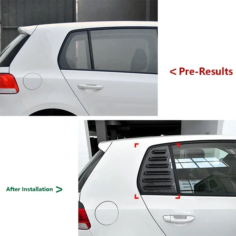 1Pair Black PVC Triangular Window Blind Decor Sticker For VW Golf MK6 2008-2012 Exterior Car Styling Tuning Mod Accessories