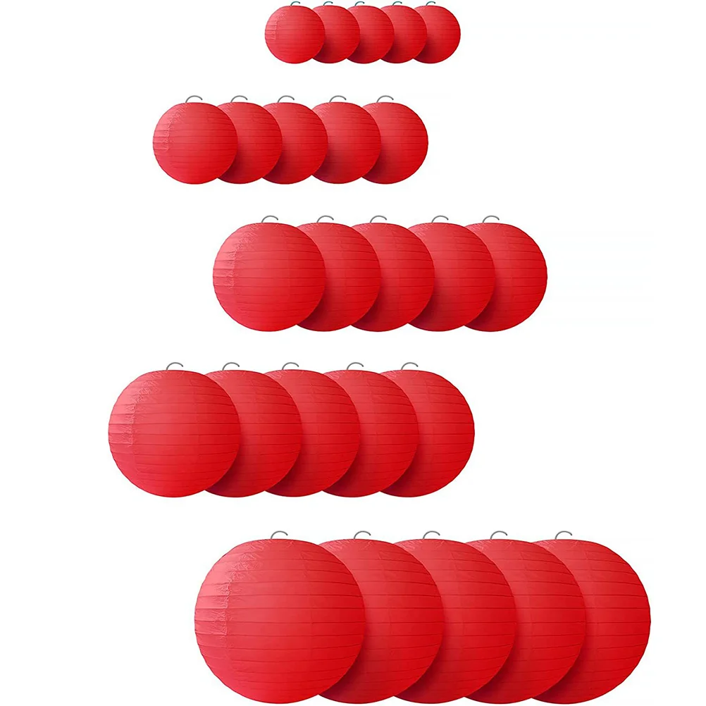 

25 Pcs Paper Lantern Decor Hanging Red Japanese Wedding Party Birthday Garden Outdoor Table Lamp Lighting