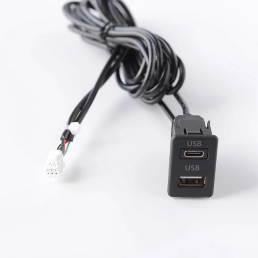 Car Navigation Interface Panel 6 Pin to USB+TYPE-C Audio Input Compatible with Aftermarket Navigation Systems and 5V Power