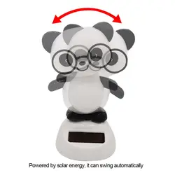 Plastic Solar Power Panda Ornament Car Accessories Gift Car Pendant Automatic Head Swinging Doll Car Dashboard Ornament Car