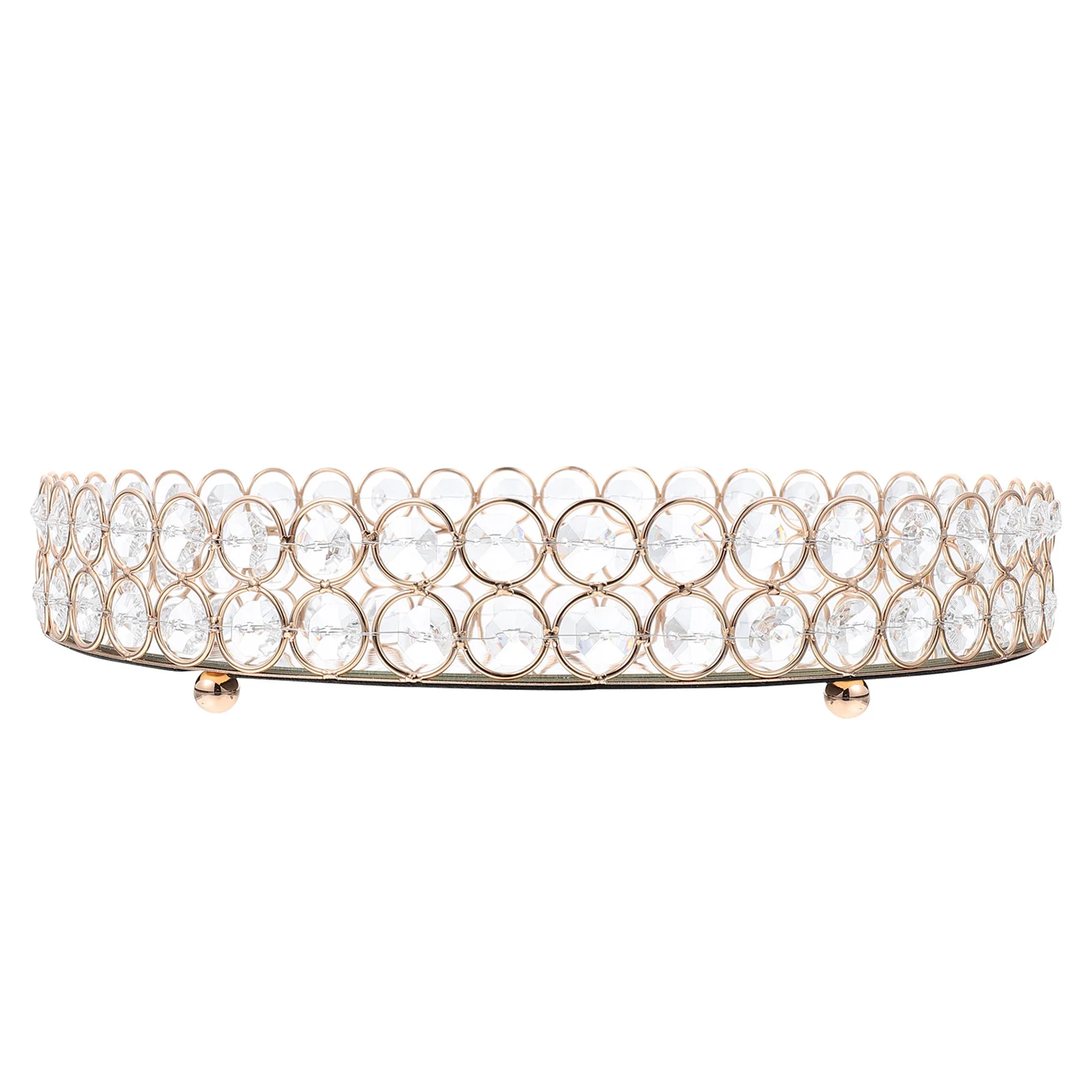 1Pcs Makeup Storage Tray Elegant Round Jewelry Organizer Mirror Surface Home Dressing Table Sundries Holder Fashion Display