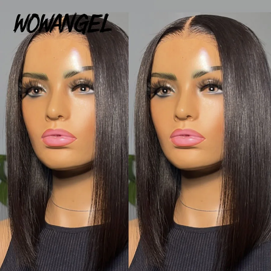 Glueless Wigs 5x5 HD Lace Closure Wig Straight Short Blunt Cut Bob Wigs Lace Front Human Hair Wigs Ready to Wear Wigs For Woman image 5