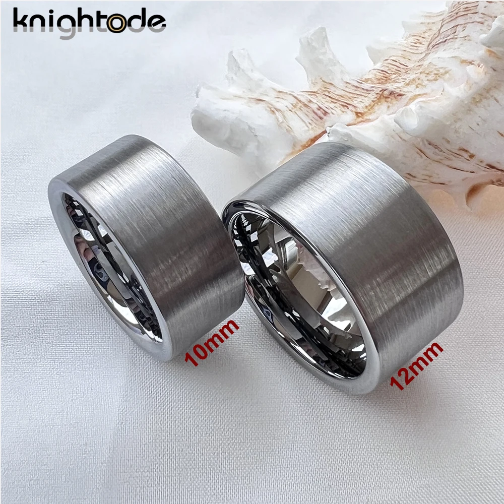 10mm 12mm Width Big Thumb Tungsten Carbide Rings Fashion Men Party  Ring Jewelry Flat Brushed Finish Comfort Fit
