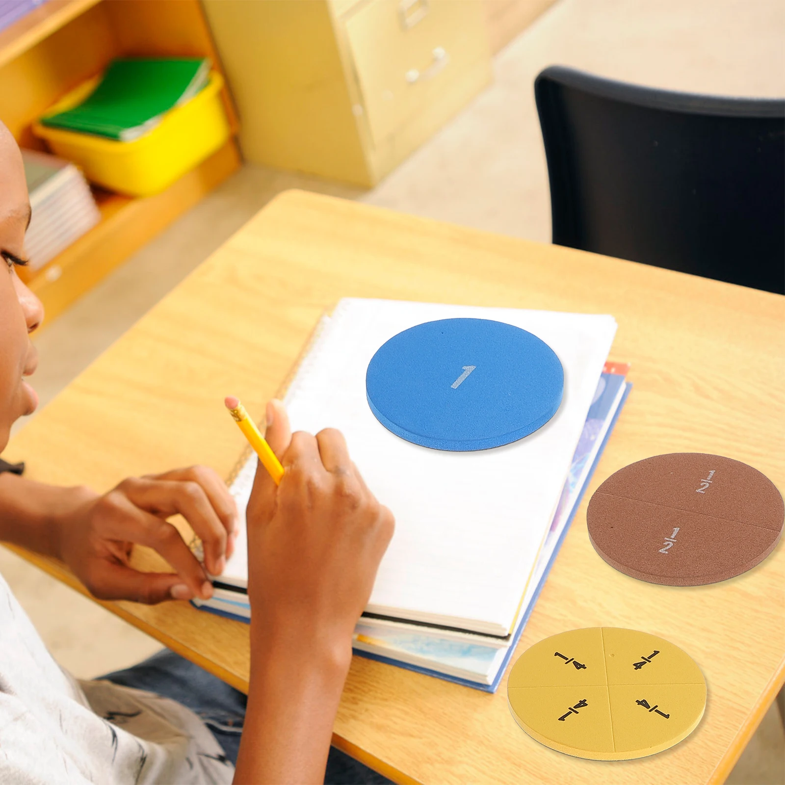 

18pcs 2 Sets Fraction Tray Round Fraction Educational Resource Learning Manipulative Study Accessory Bright Color Easy