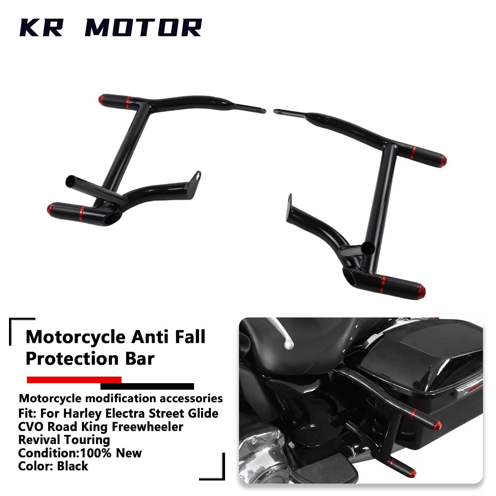 

Fits For Harley CVO Electra Road King Street Glide Freewheeler Revival Touring 2009-2024 Motorcycle Box Protection Rear Bumper