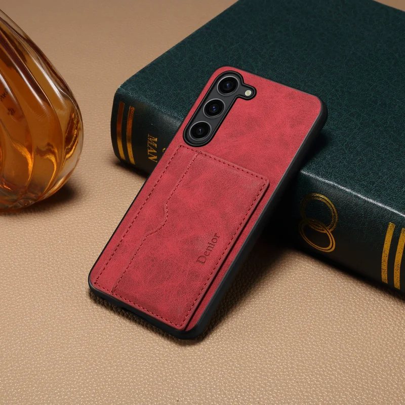 

DeniorApplicable to SamsungS24UltraImitation leather coverS22PlusCard slot stand anti-drop phone caseS23FE