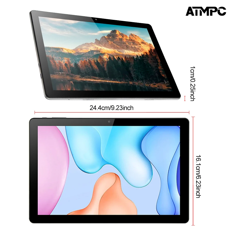 ATMPC 10.1 Inch Android 12 Tablet 6GB RAM+32/64GB ROM, 1280*800 IPS Screen, Quad Core Processor, 6000MAh, WIFI 6, BT5.2 Table PC