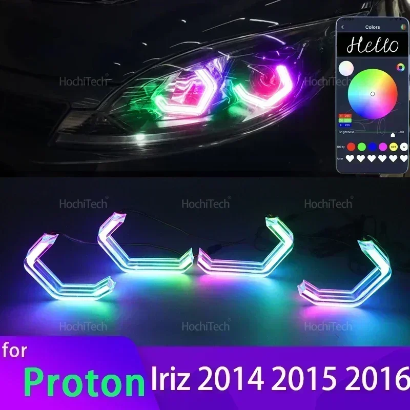 For Proton Iriz 2014 2015 2016 High Quality Concept M4 Iconic Style Dynamic Multi Color RGB LED Angel Eyes Kit Rings