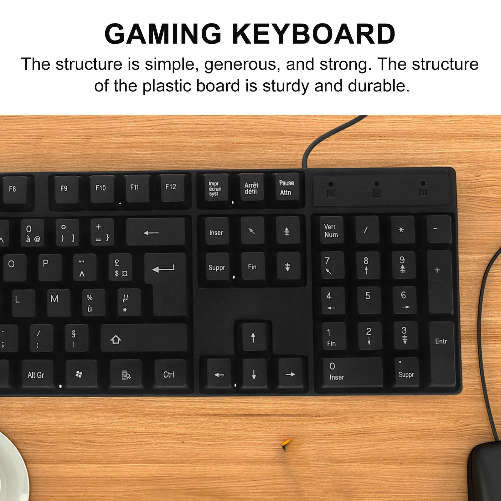 

USB Keyboard French Character Full Size Wired Computer Keyboard for Pc Desktop Laptop Office Work Gaming Numeric Keypad