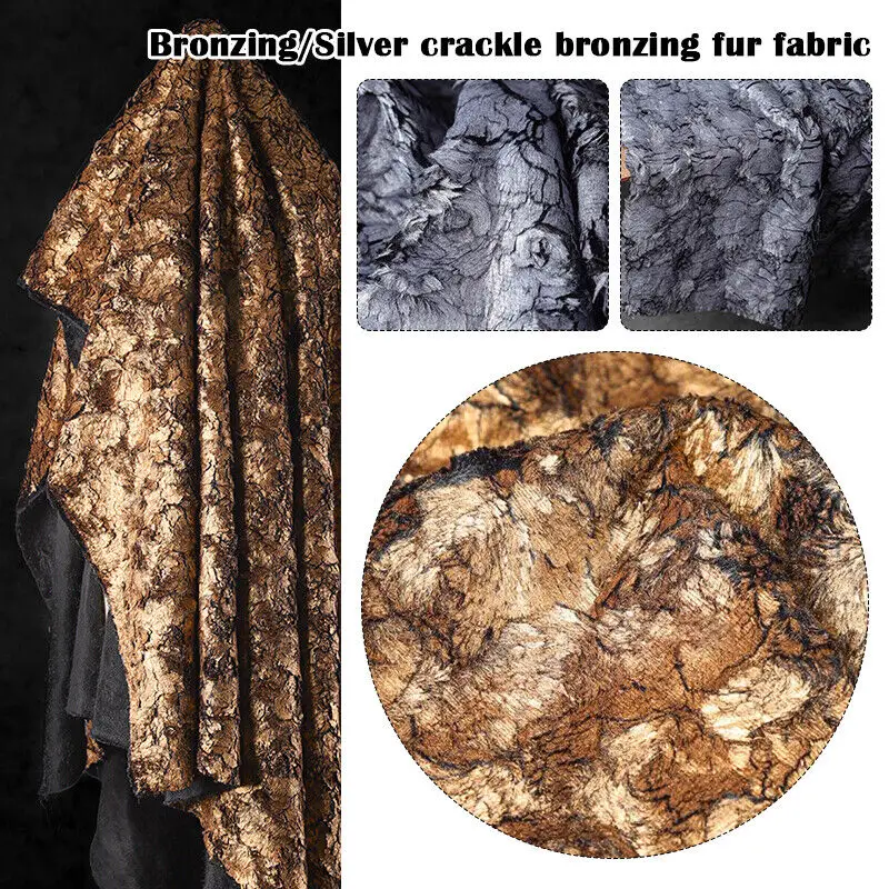 145x50cm Crackle Bronzing Fur Fabric Metallic Coat Shawl Bag DIY Plush Material Dress Suit DIY Sewing Craft Dress Supplies