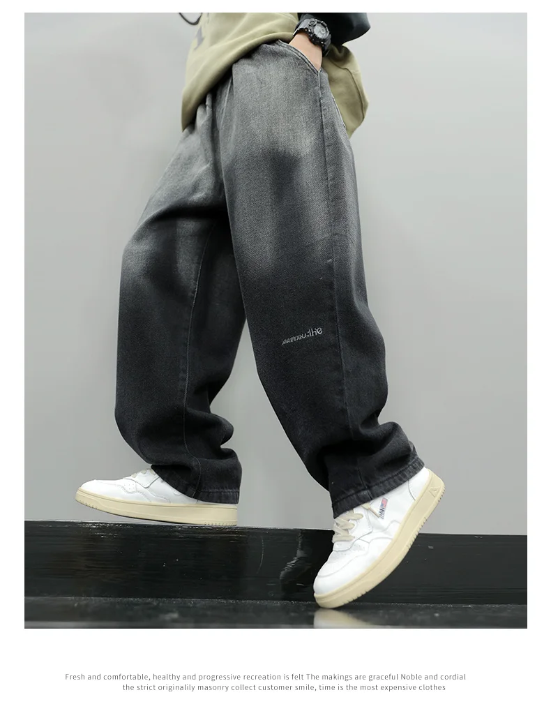 Vintage Kinder Schwarze Gradient-Jeans für Jungen Baby Herbstkleidung Klassische Hosen Kinder Retro Denim-Hosen Große Jungen-Jeans 5 bis 14 Jahre – Detail 6