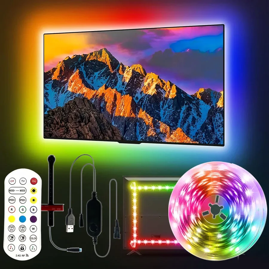 

Ambilight Tv Led Backlight With Camera 5V Usb Rgbic Smart Tv Sync Led Lights For Television Screen Synchronization 3.8M 5M Strip