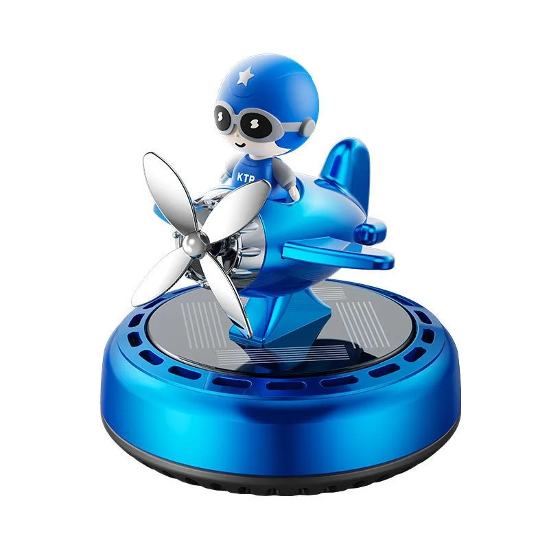 Solar Powered Rotating Pilot Figure Airplane Car Air Freshener Perfume Dashboard Ornament Interior Fragrance Diffuser Gift