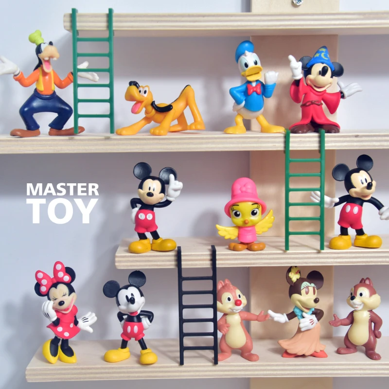 

Disney Cartoon Figures Cute Mickey Minnie Donald Duck Brutal Doll Figure Model Toys Collection Decoration Ornaments Kids Gifts