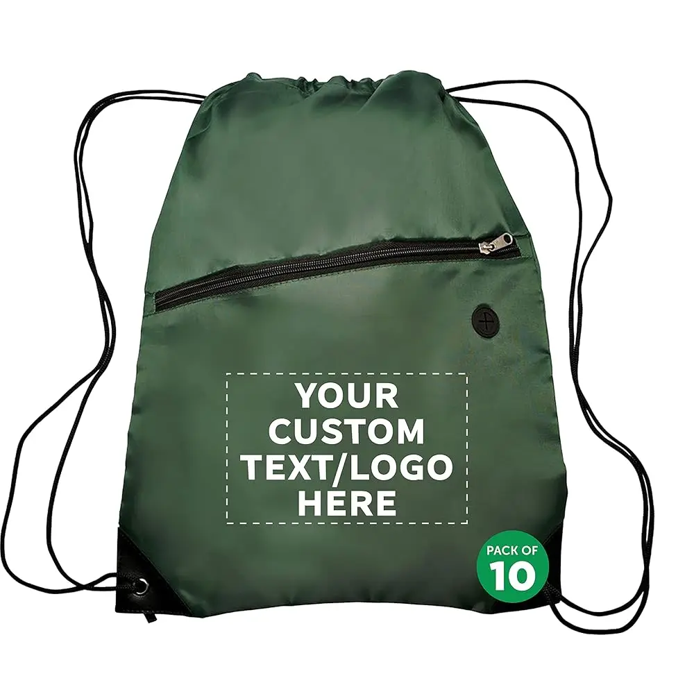 

Custom Drawstring Backpacks With Pocket Set Of 10, Personalized Bulk Pa - Water Resistant, Perfect For Gym, Camping, Beach,