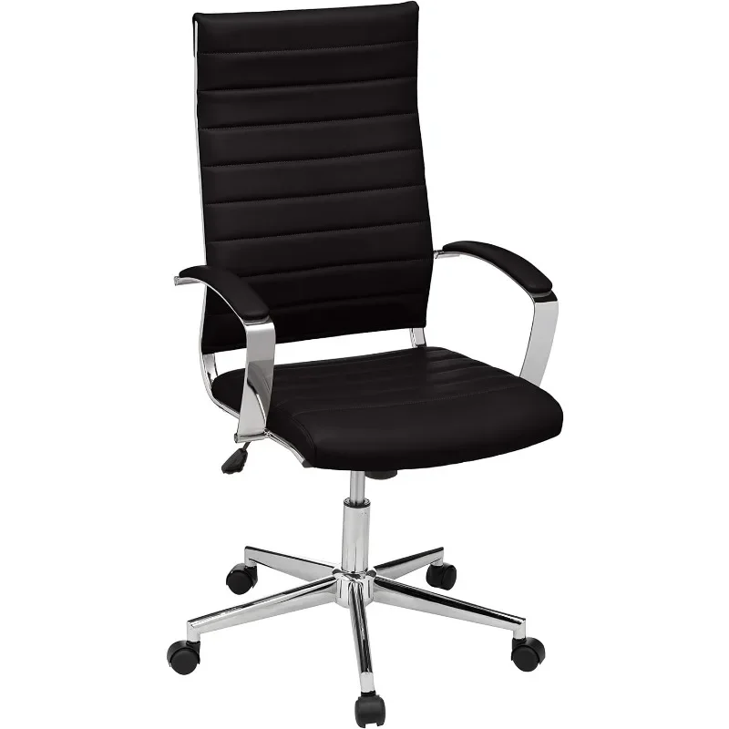 

High-Back Executive Swivel Office Desk Chair with Ribbed Puresoft Upholstery, Lumbar Support, Modern Style