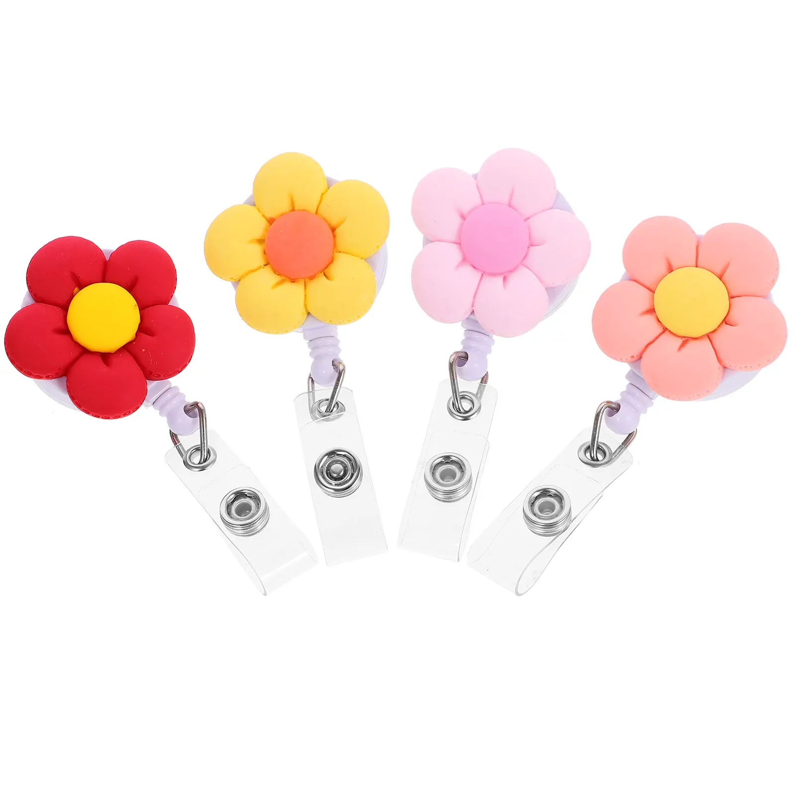 

4pcs Badge Holder ID Card Reel Name Tag Clip Employee Key Accessory for Industry Employee Badge Clip Workers