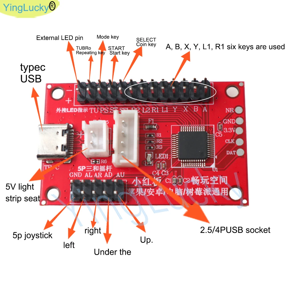 Płytka sterująca joystickiem do gier z zerowym opóźnieniem, kompatybilna z PC, PS3, PC360, Raspberry Pi, gry arkadowe, sterowanie przez USB, Android, Neo Geo. — zdjęcie produktu 5