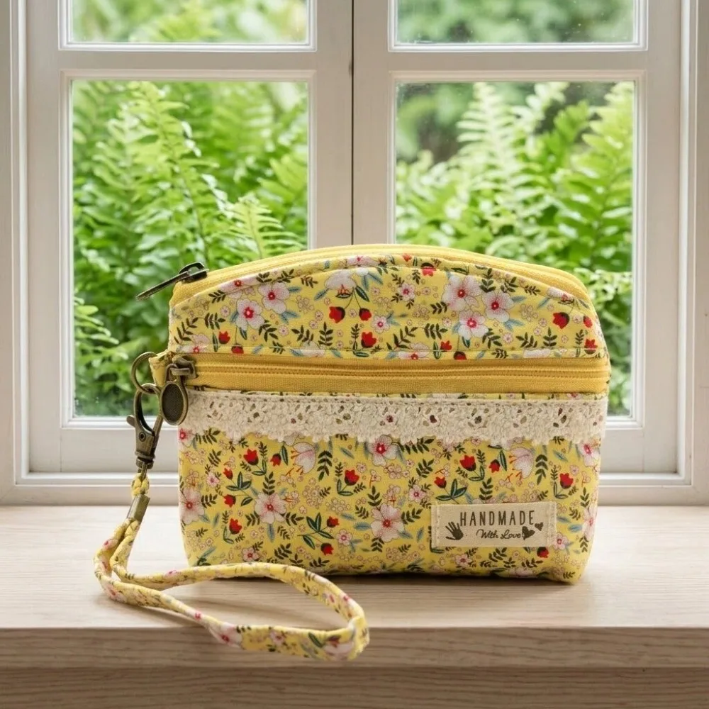 Fashionable Printed Coin Purse, Earphone Cable Storage Bag, Sanitary Pad Storage Bag, Small Handheld Wallet, Fresh Floral Cotton Coin Purse, Portable Mini Storage Pouch, Earphone Bag, Clutch Bag