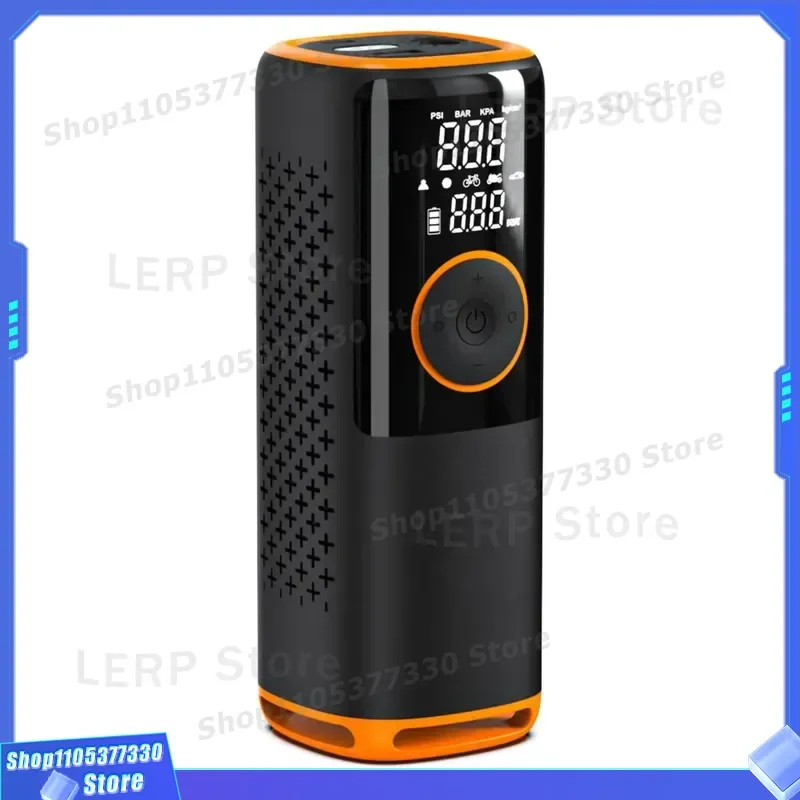 Portable Electric Car Tire Inflator Mini Rechargeable Air Pump with LCD Screen Double Cylinder Emergency Light Plastic Body