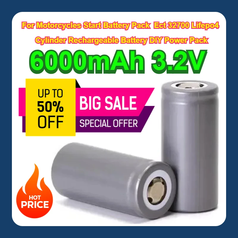 6000mAh 3.2V For Motorcycles Start Battery Pack  Ect 32700 Lifepo4 Cylinder Rechargeable Battery DIY Power Pack