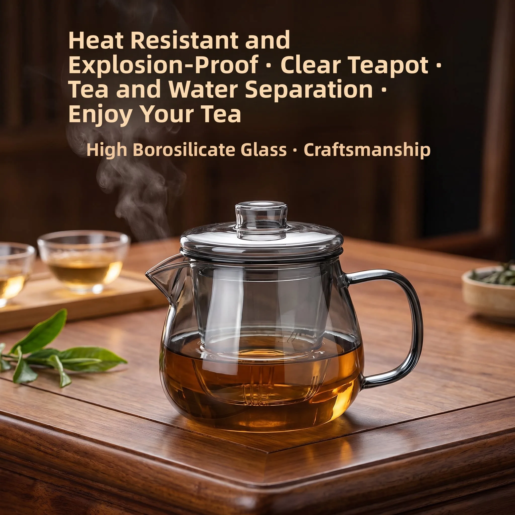 

Thickened Glass Tea Pot with Built-in Filter for Brewing Red Tea High End Home Office Small Tea Pot High Temperature Resistant