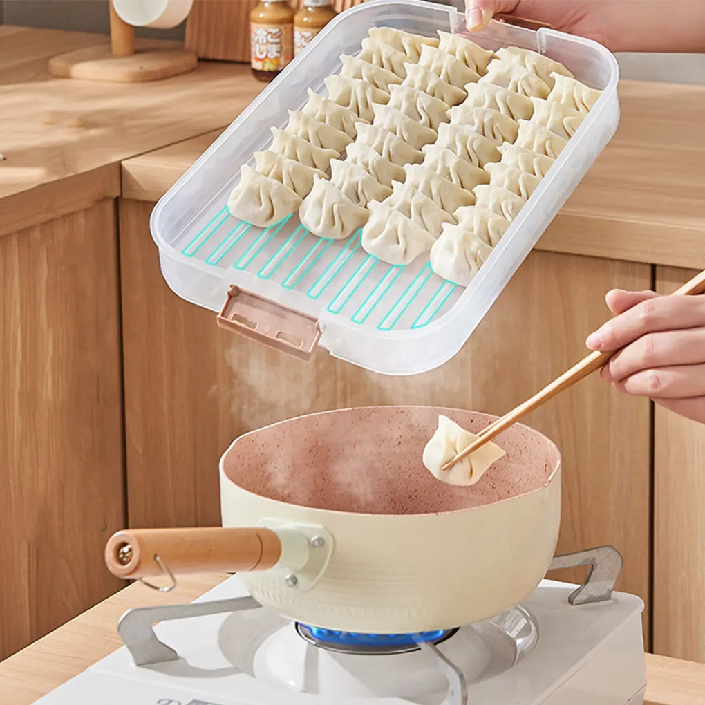 

Wonton Box More Space Saving Easy To Pick Up Tight Buckle Connection Dumpling Storage Box Dumplings