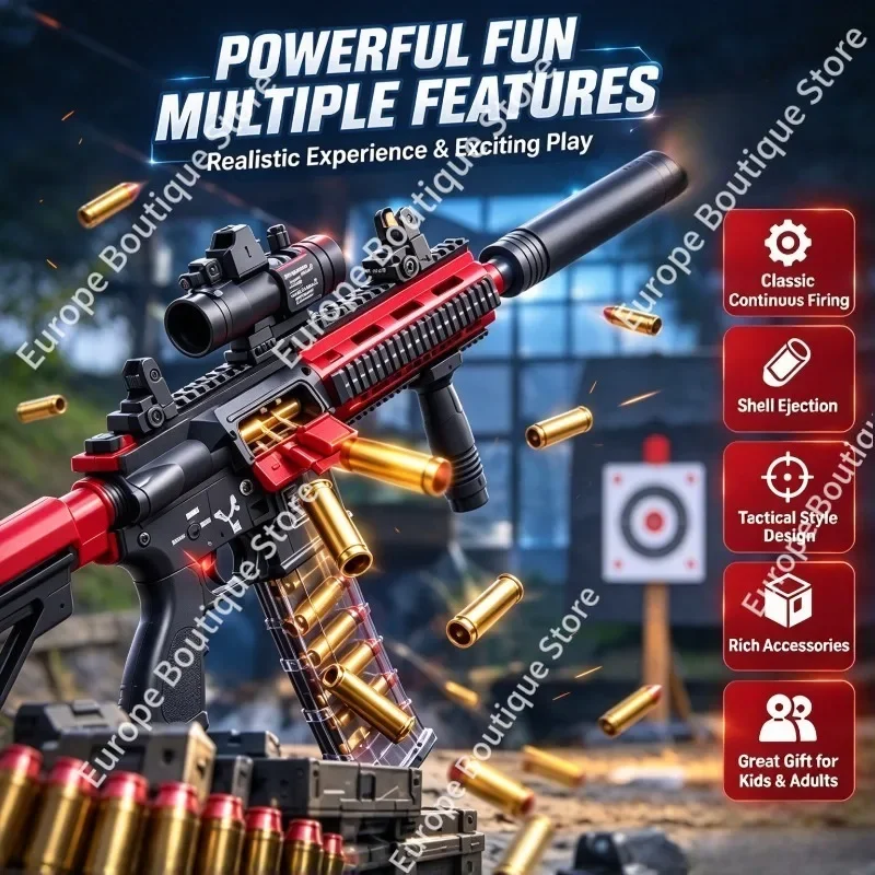 Children's Electric Continuous Firing Throwing Shell M416 Soft Bullet Toy Gun Outdoor Shooting Games Assault Rifle Model