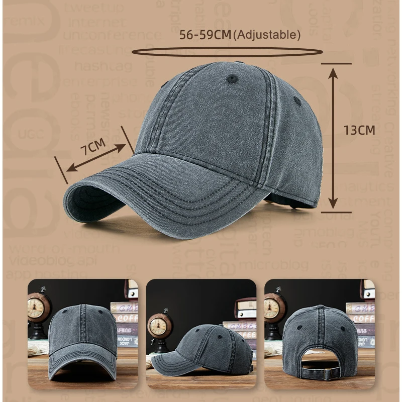 56-62cm Baseball Cap Men Women Plus Size Trucker Cap Male Outdoor Sun Hat Washed Cotton Peaked Visor Summer Fishing Hat Unisex