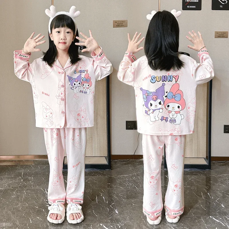 

Hello Kitty Anime Kawaii Sanrio Long Sleeve Pajamas Spring Autumn Cinnamoroll Cute Kuromi Long Sleeve Shirt Homewear Pants Gifts