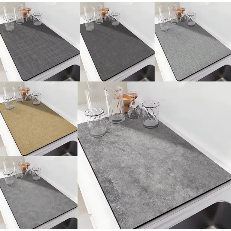 Kitchen Countertop Drain Pad Diatomaceous Earth Absorbent Tableware Bowls Plates Meal Mats Stove Sink Tabletop Waterproof Pads