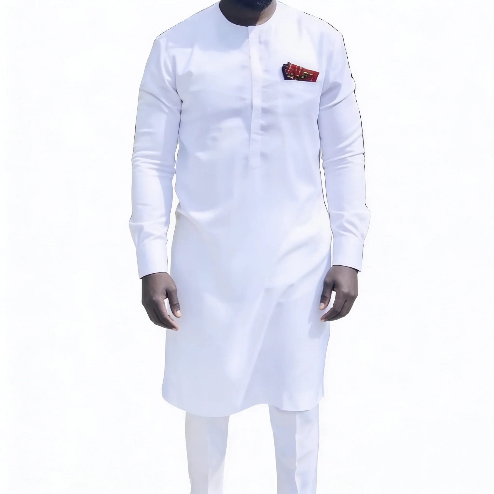 Nigerian Shirts With trousers Solid White Pant Sets Senator Style Male Groom Suits Custom Party Outfits Custom African Clothes