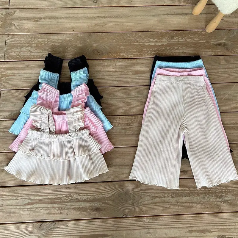 2026 Summer New Girls Sleeveless Casual Clothes Set Children Thin Cotton Outfits Baby Girl Sling Vest + Pants 2pcs Suit