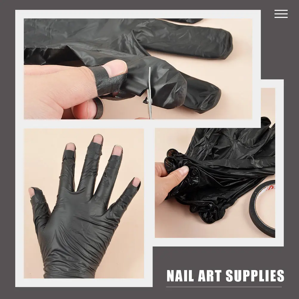 

1Set Uv Protective Nail Gloves for Gel Manicures Thin Flexible Comfortable Gloves with Easy-Remove Fixing Tape Prevents