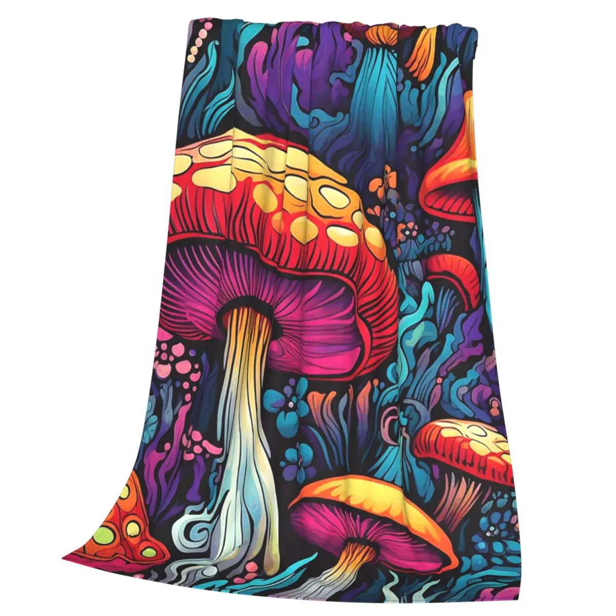 Acid Trippy Weird Psychedelic Mushroom Blanket Warm Flannel Throw Blanket Plush for Bed Living room Picnic Travel Home Couch