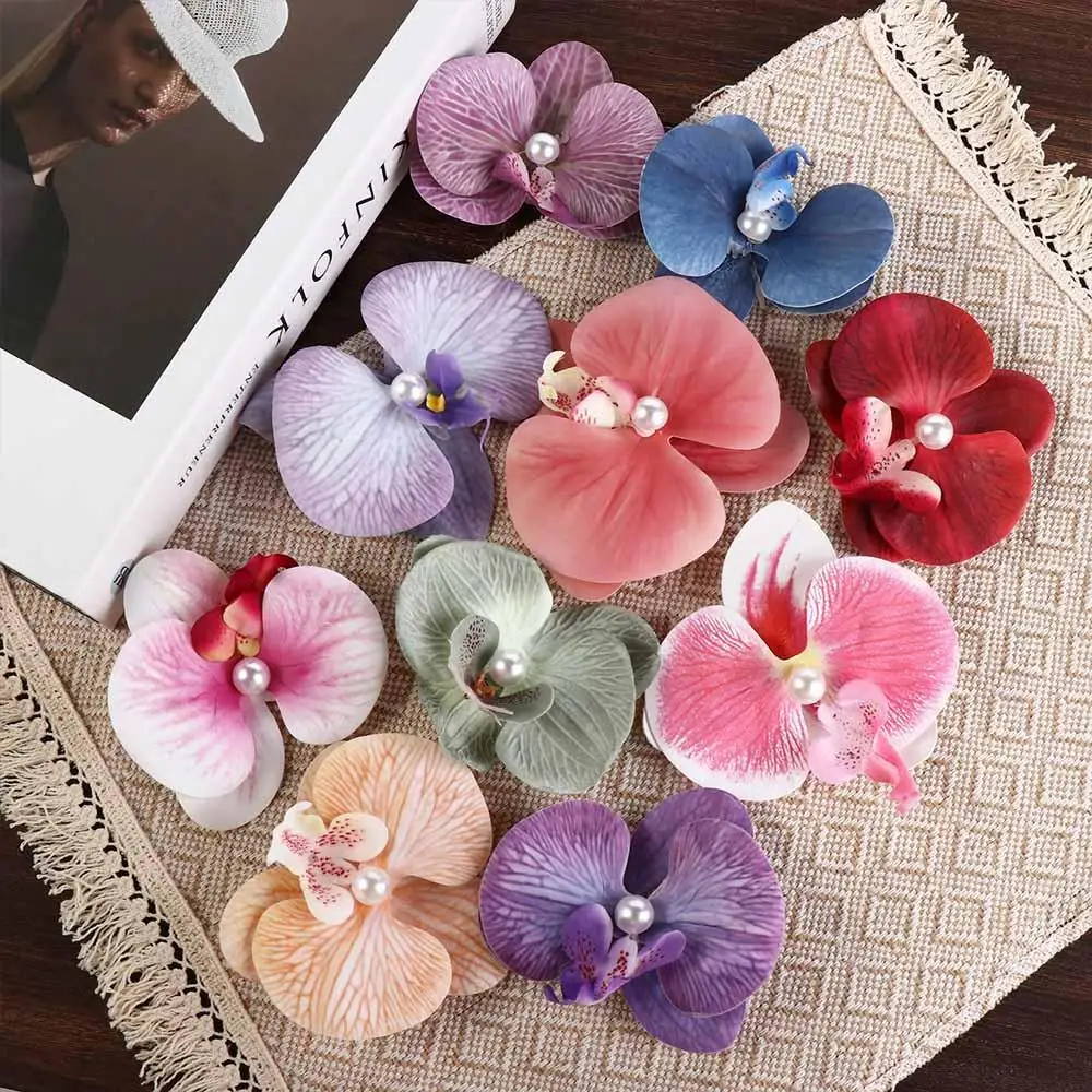 

Cloth Flower Hair Clip Pearl Korean Style Orchid Flower Hairpin Female Hair Accessories Headdress Girl Hair Clip